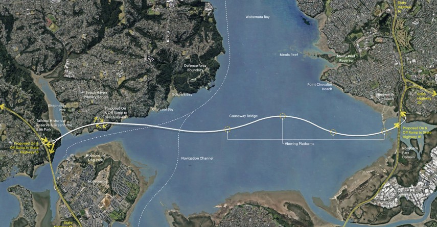 Second Auckland Harbour Crossing Causeway Bridge Plan View