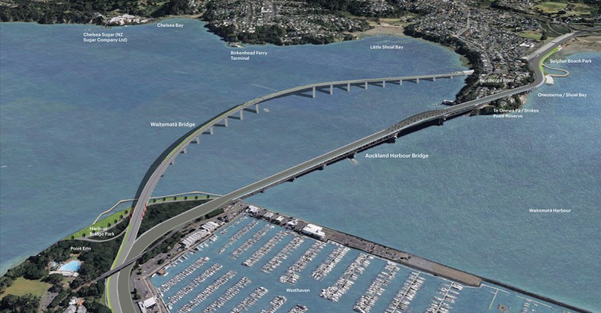 Second Auckland Harbour Crossing Waitemata Bridge Perspective